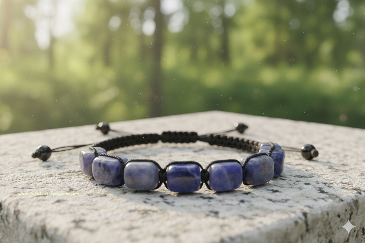 Bracelet en Sodalite ou Pierre Bleue Étoilée : Calme et Intuition