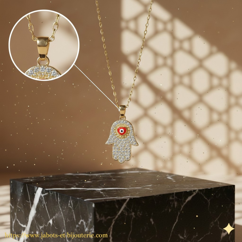 Collier "Hamsa Œil Rouge Diamant"