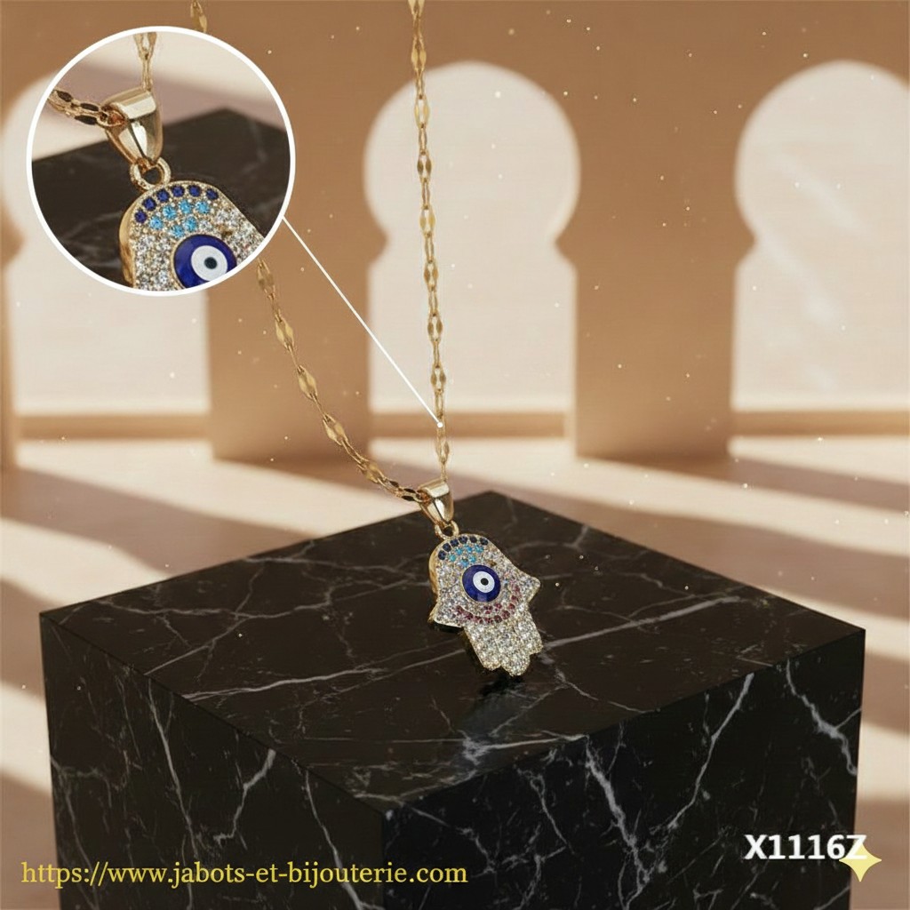 Collier "Hamsa Œil Bleu Coloré"