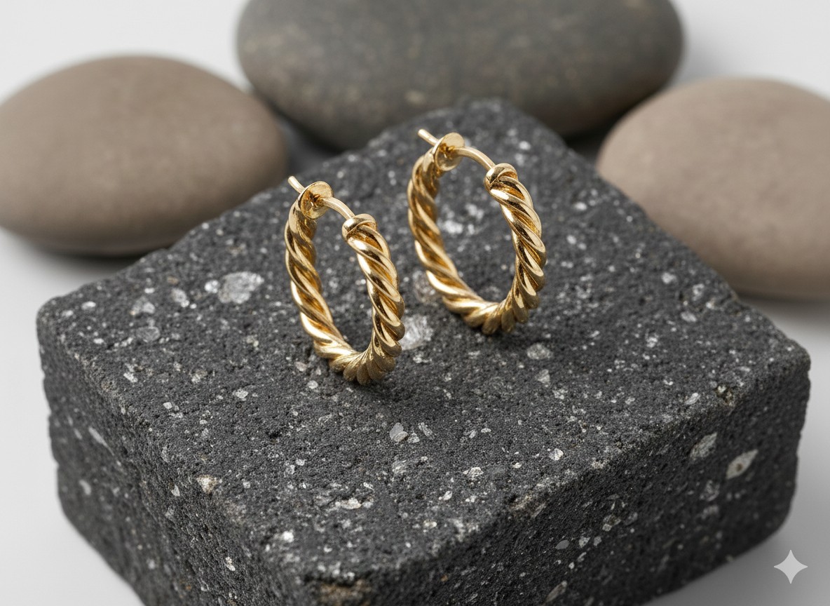 Paire de Boucles d’oreilles "Torsade Dorée"