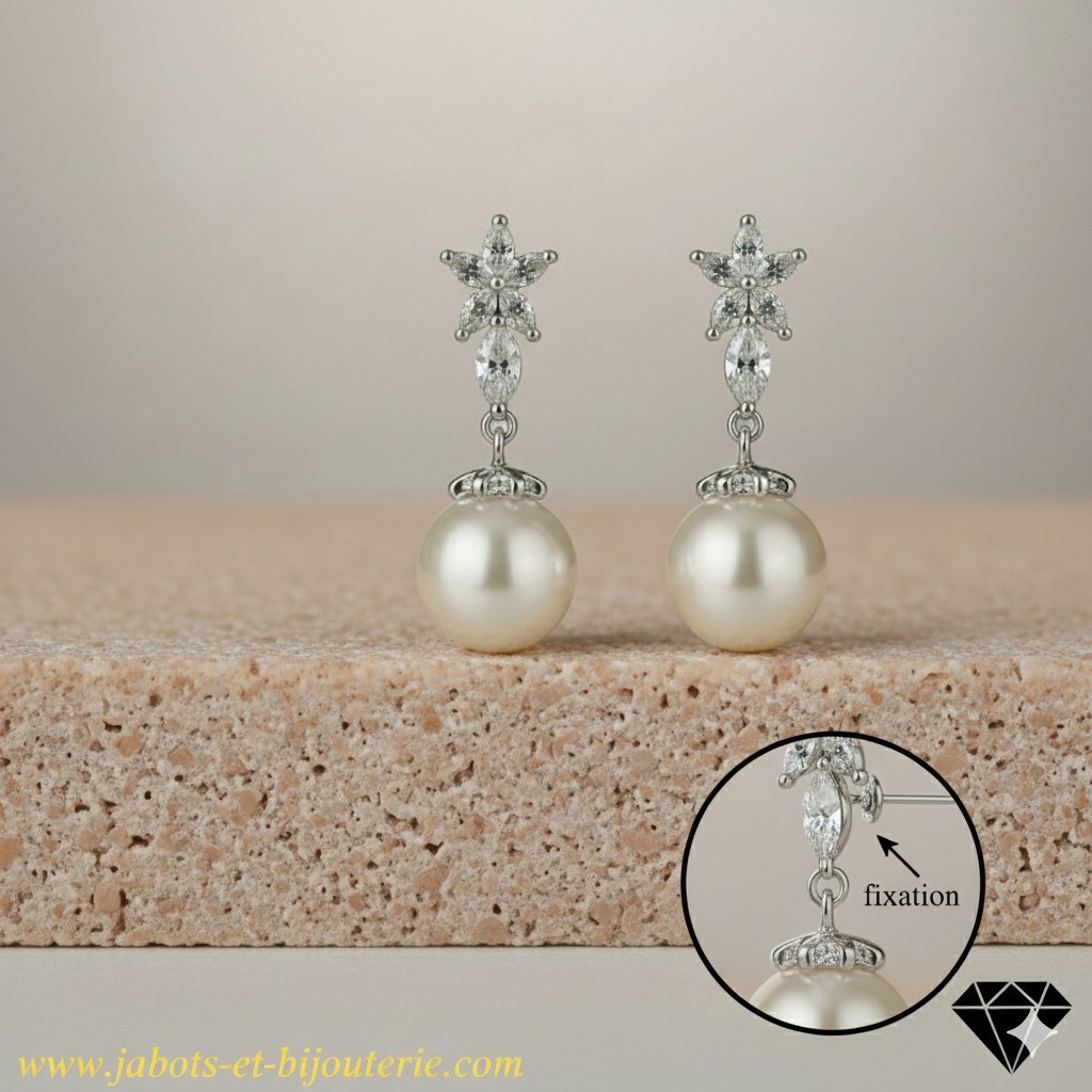 Paire de boucles d’oreilles LYRA « Éclat de Perle »