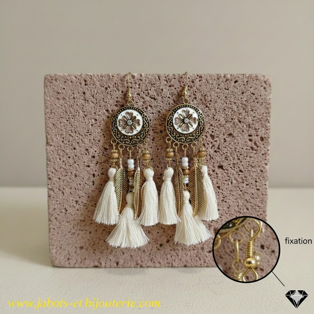 Paire de boucles d’oreilles « Fleur Bohème »
