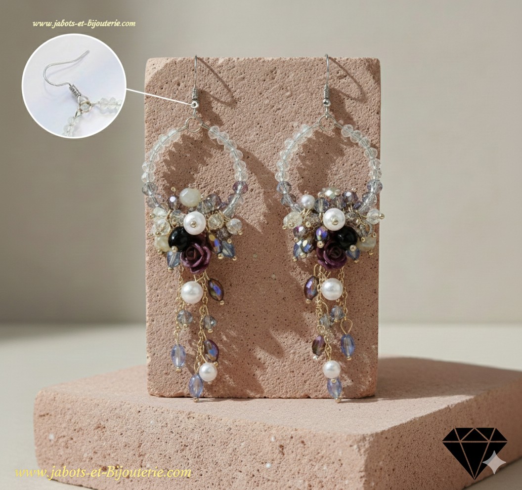 Paire de Boucles d’oreilles LYRA "Rêve Floral"