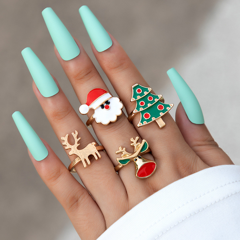 Lot de 4 Bagues "Noël Festif"