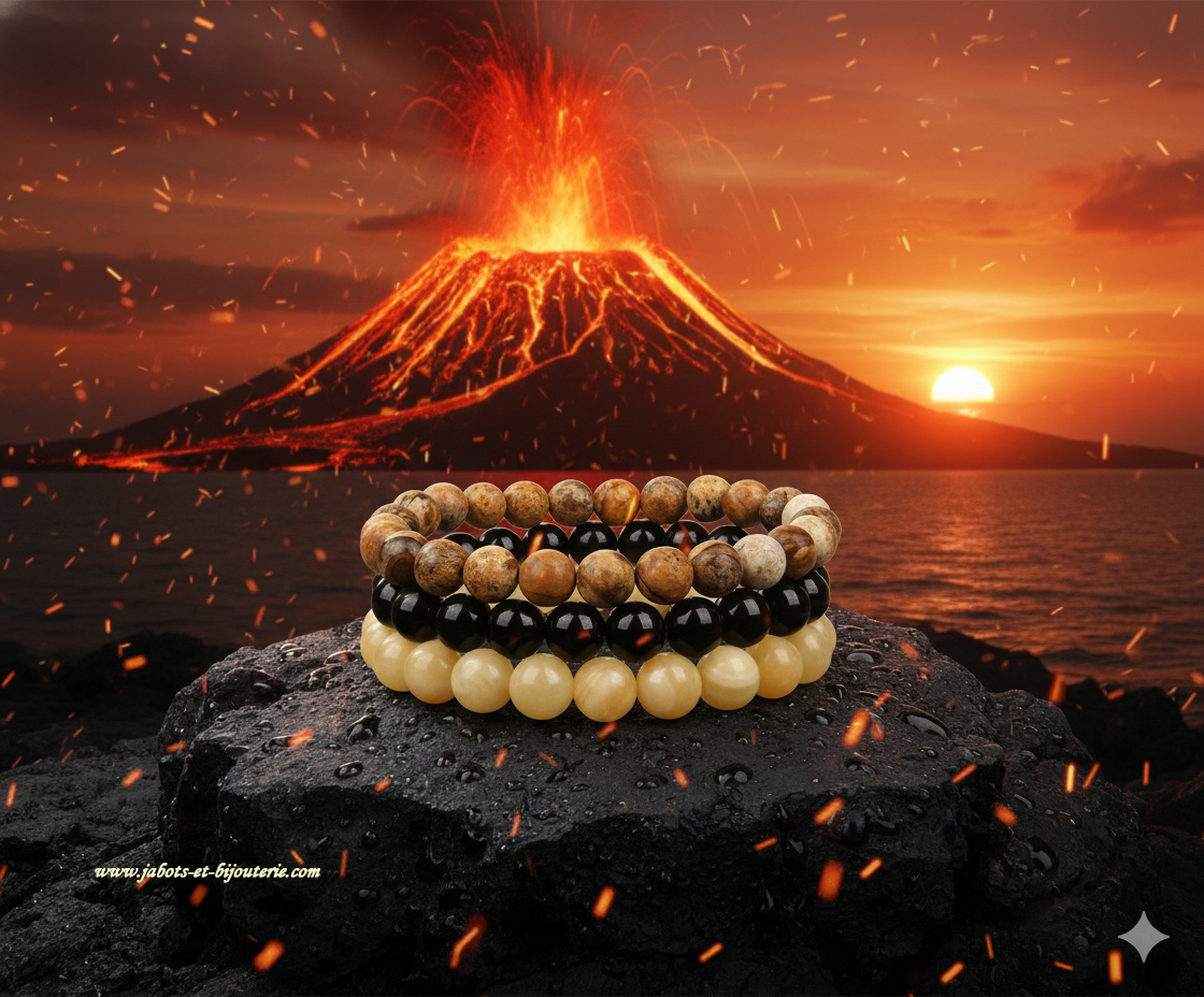 Ensemble de 3 Bracelet LYRA "Terre et Lumière - Équilibre Naturel et Chaleur Ensoleillée
