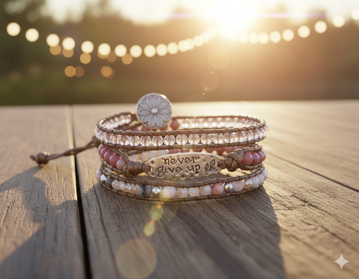 Bracelet "Never Give Up" – Douceur & Motivation