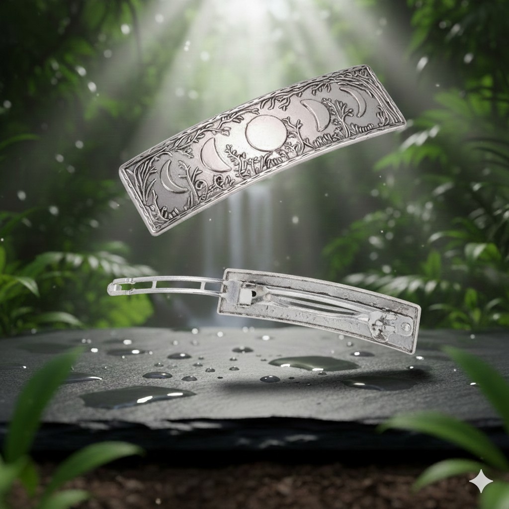 Barrette rectangulaire "Phases de lune"