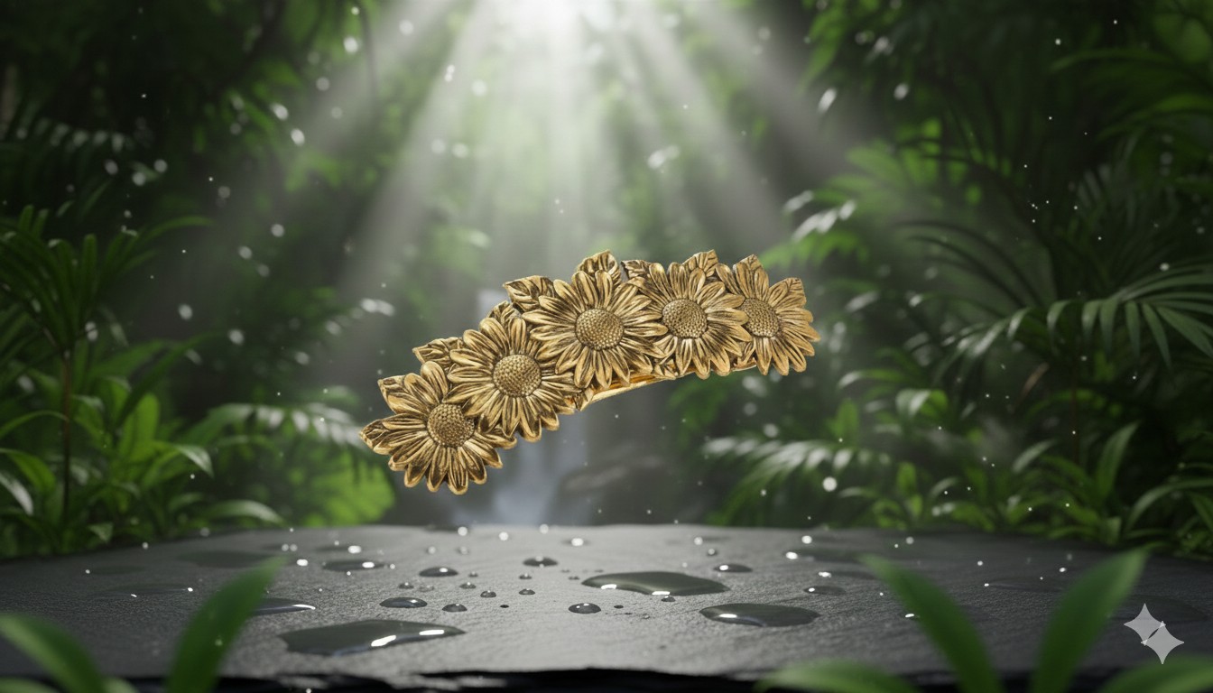 Barrette dorée "Tournesols"