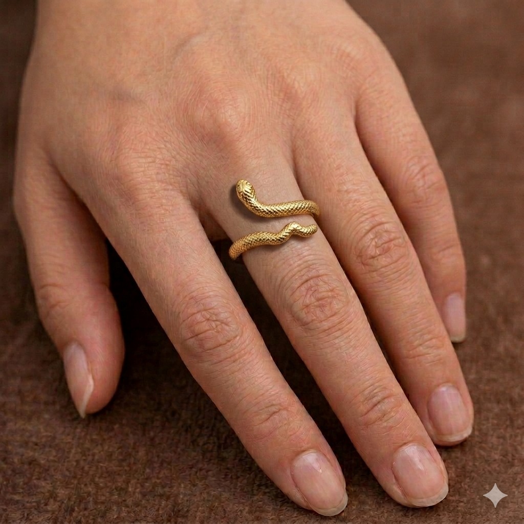 Bague LYRA "Serpent Texturé Doré"
