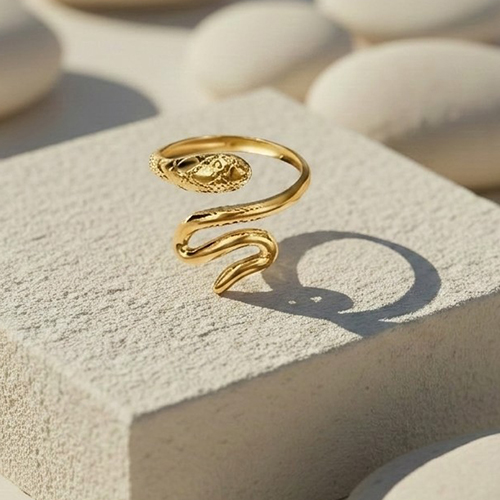 Bague LYRA "Serpent à Tête de Lion Doré" – Image 2