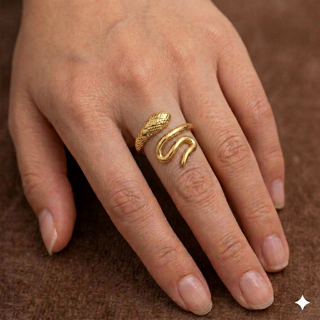 Bague LYRA "Serpent à Tête de Lion Doré"