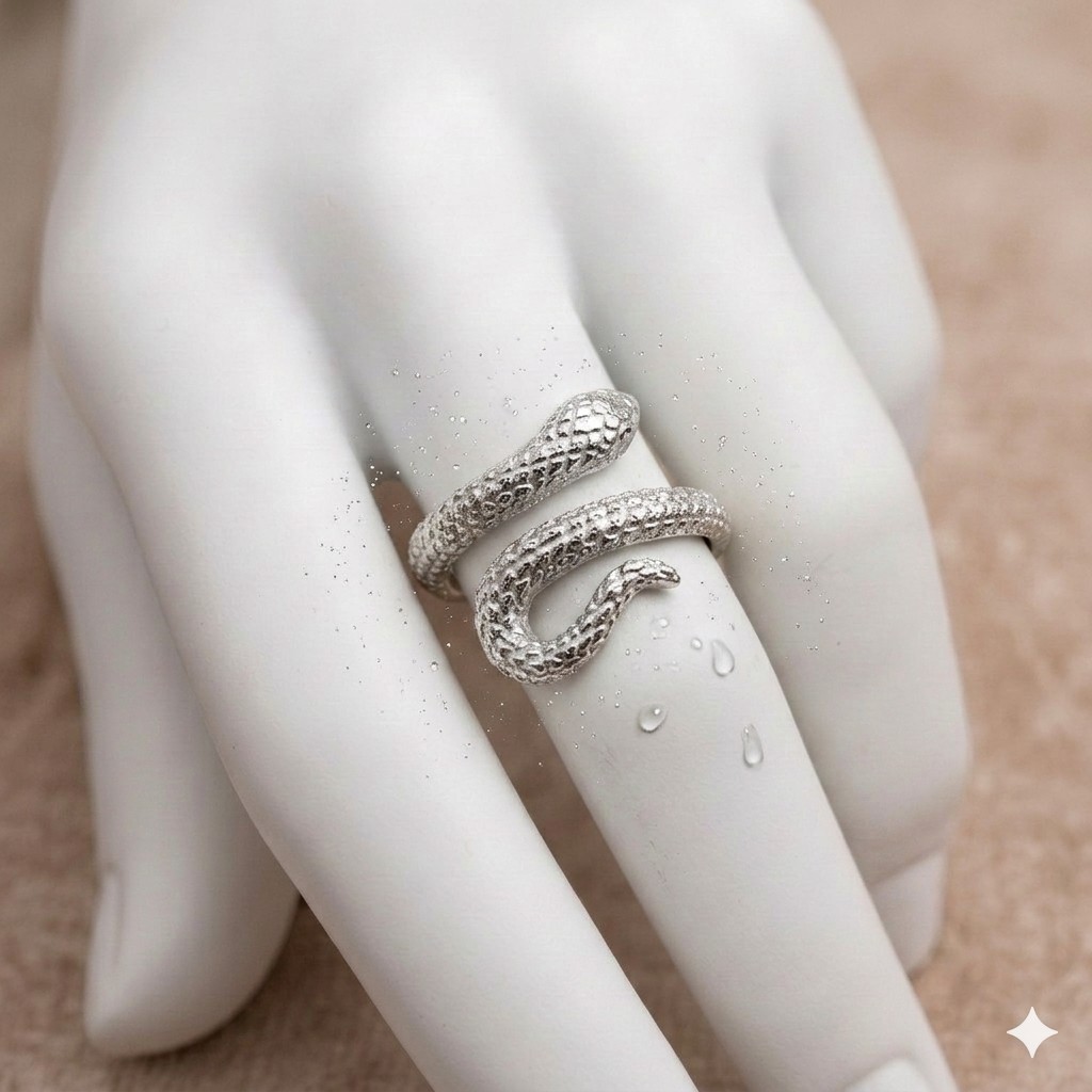 Bague LYRA "Serpent Enroulé Double Argenté"