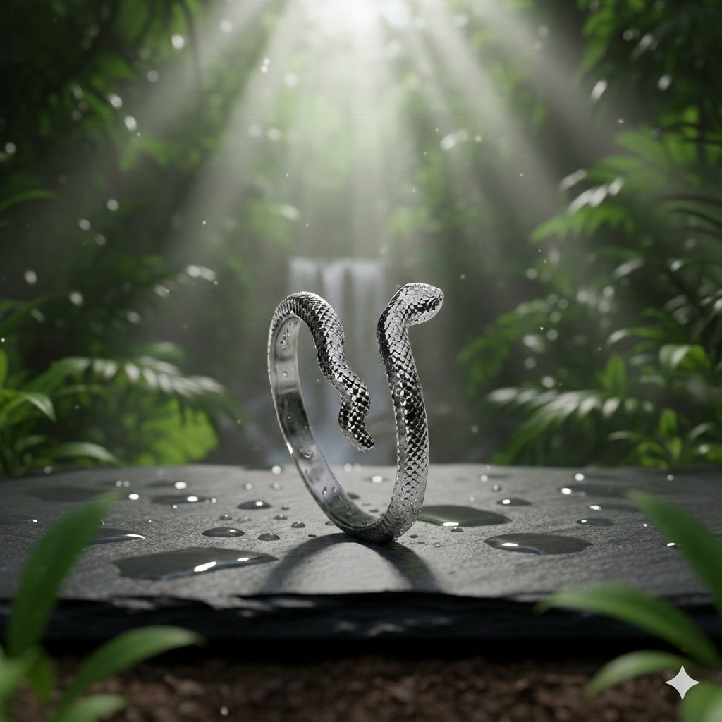 Bague LYRA "Serpent Texturé Argenté"