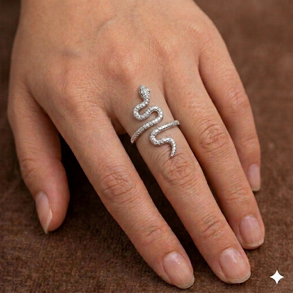 Bague LYRA "Serpent Enroulé Cristallin"