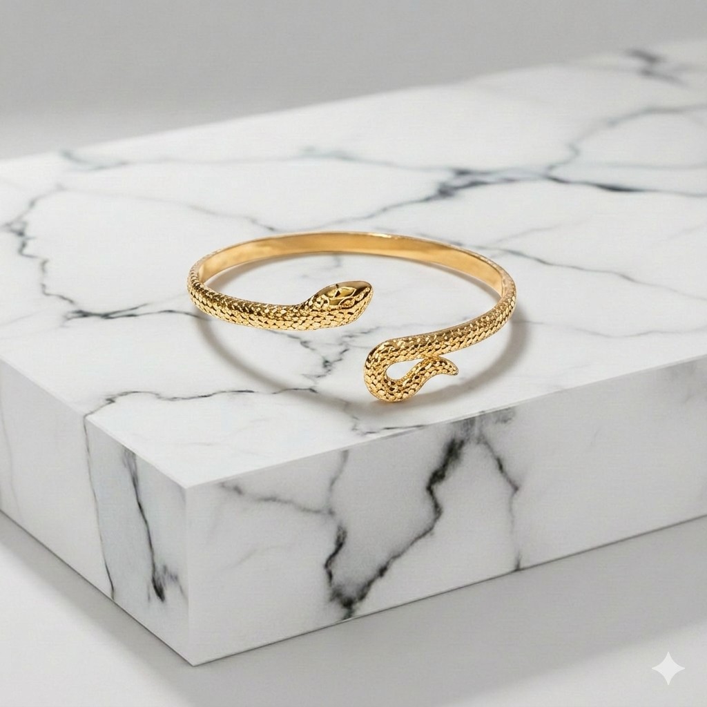Bracelet LYRA "Serpent Écaillé Doré" – Image 2