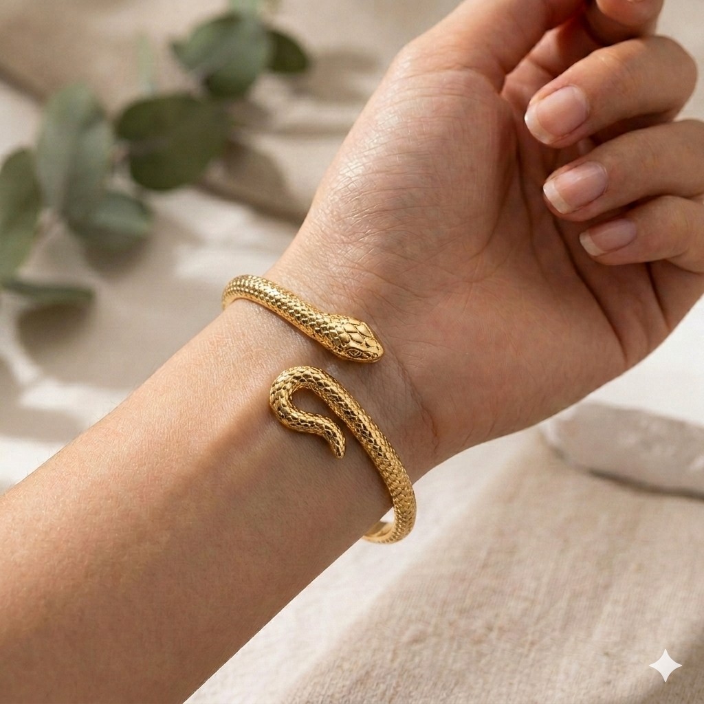 Bracelet LYRA "Serpent Écaillé Doré"