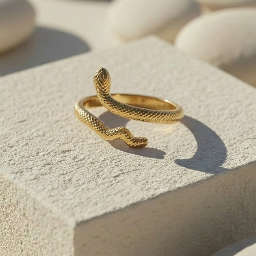 Bague LYRA "Serpent Texturé Doré" – Image 2
